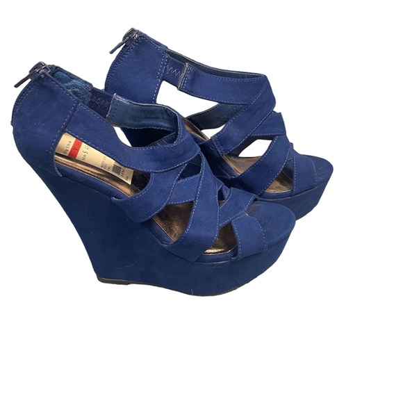 Madden Girl Shoes - Madden Girl Women's Blue Wikke Platform Wedge